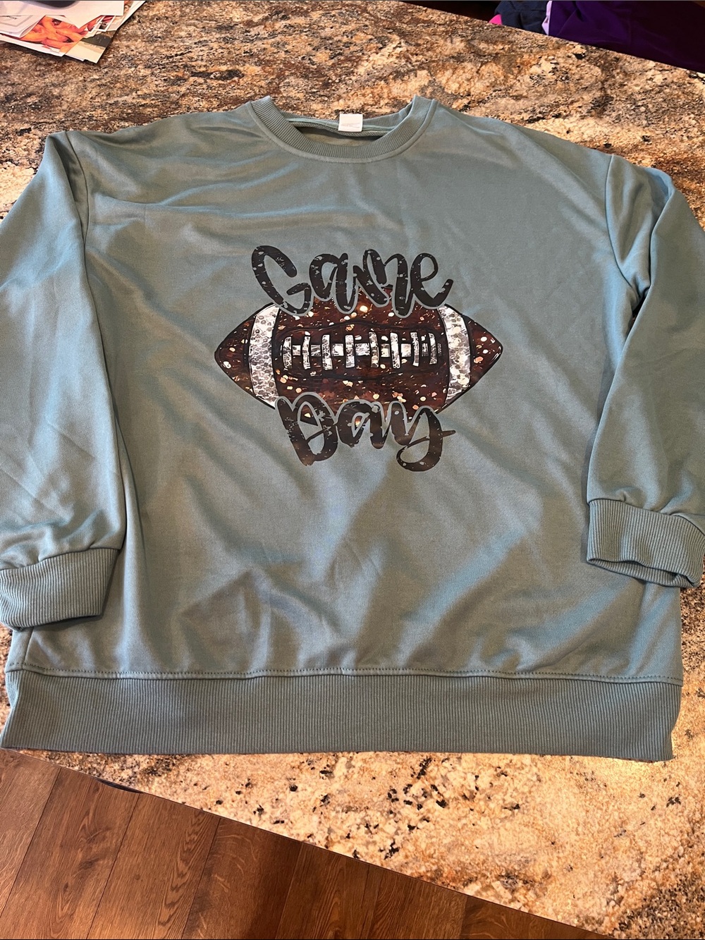 Olive Green Football Graphic Sweatshirt